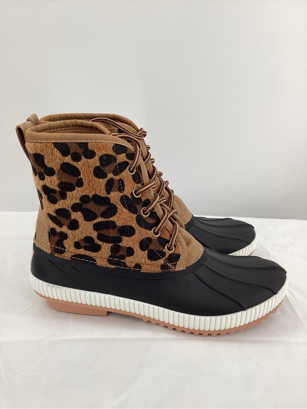 Women's Leopard-Print Winter Duck Boots - Brown/Black